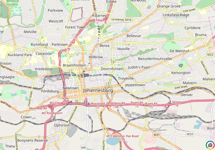 Map location of Doornfontein